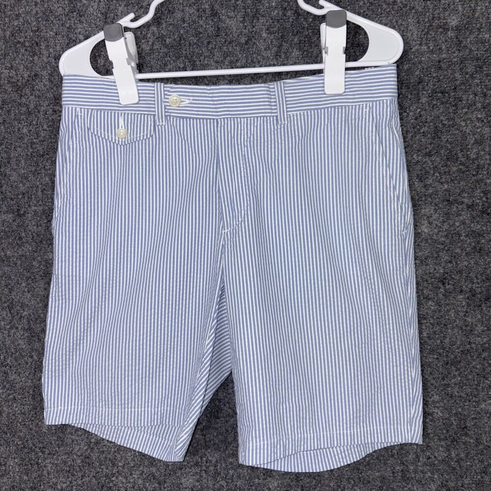Ralph Lauren Golf Shorts Mens  Size 31 Blue Striped Chino Seersucker Preppy